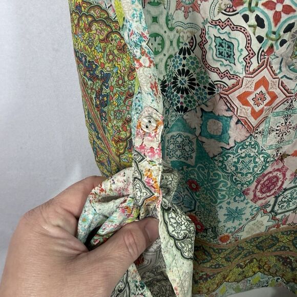 Johnny Was Signature Silk Colorful Abstract Patchwork Jessner Tunic Blouse Top M - Picture 10 of 15
